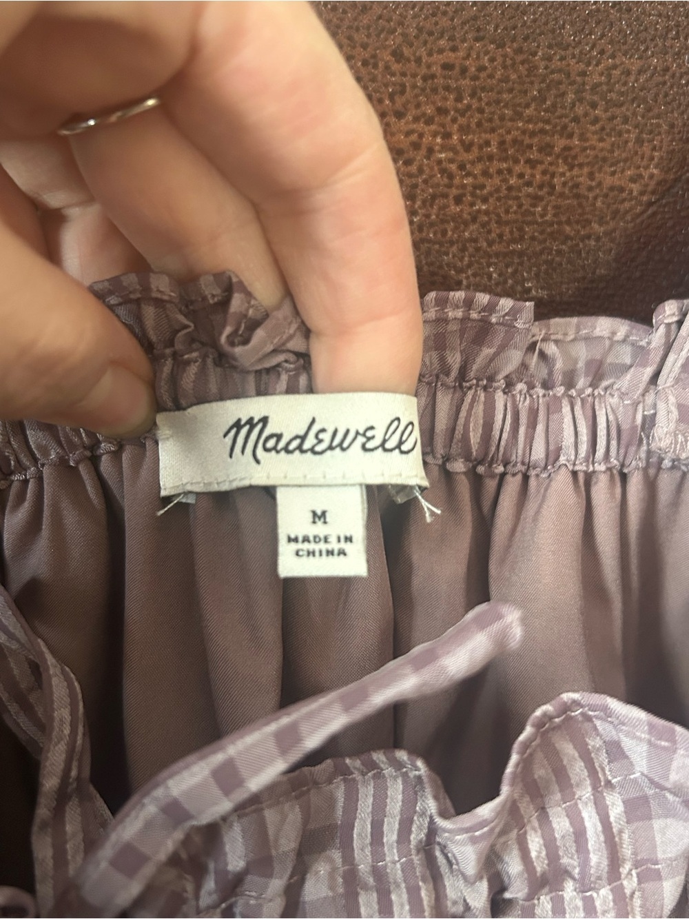 Madewell Purple Plaid Square Neck Tiered Textured Seersucker Midi Size Medium - Picture 11 of 12